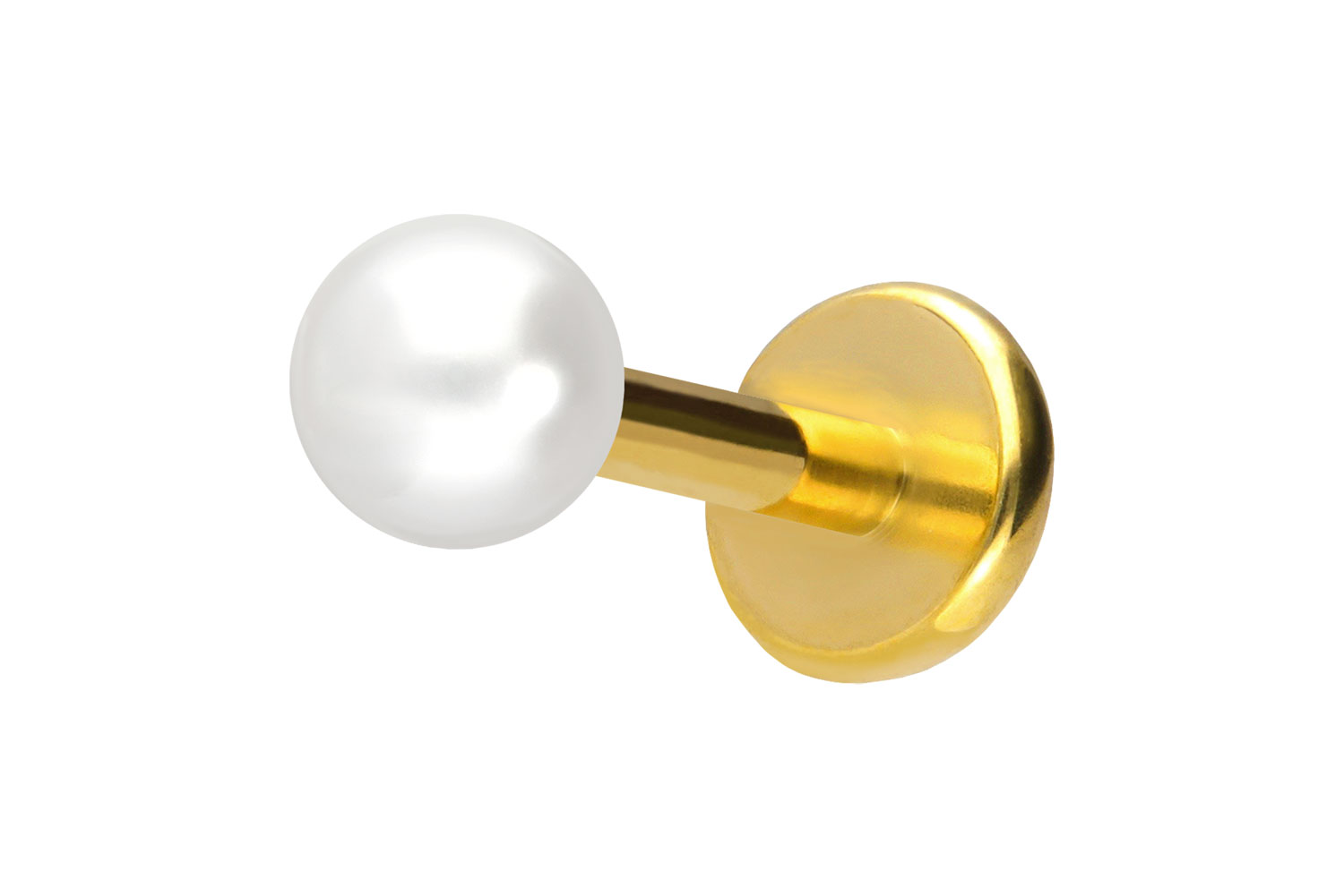 Titan Labret Piercing mit Push Fit SYNTHETISCHE PERLE